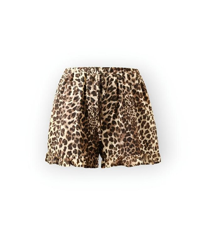 Mira Korte Broek - Luipaardprint, Comfort Fit en Bijpassende Blouse