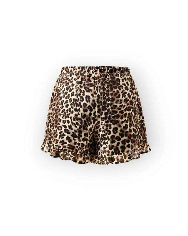 Mira Korte Broek - Luipaardprint, Comfort Fit en Bijpassende Blouse