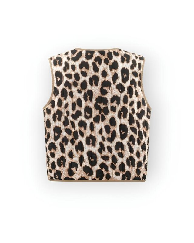 Juna – Knotted Gilet met Luipaardprint in Beige of Zwart