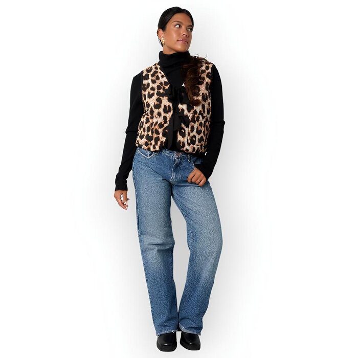 Juna – Knotted Gilet met Luipaardprint