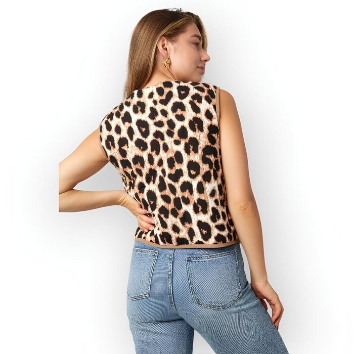 Juna – Knotted Gilet met Luipaardprint