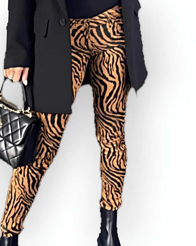 Lage Taille Skinny Jeans - Camel Zebra Print