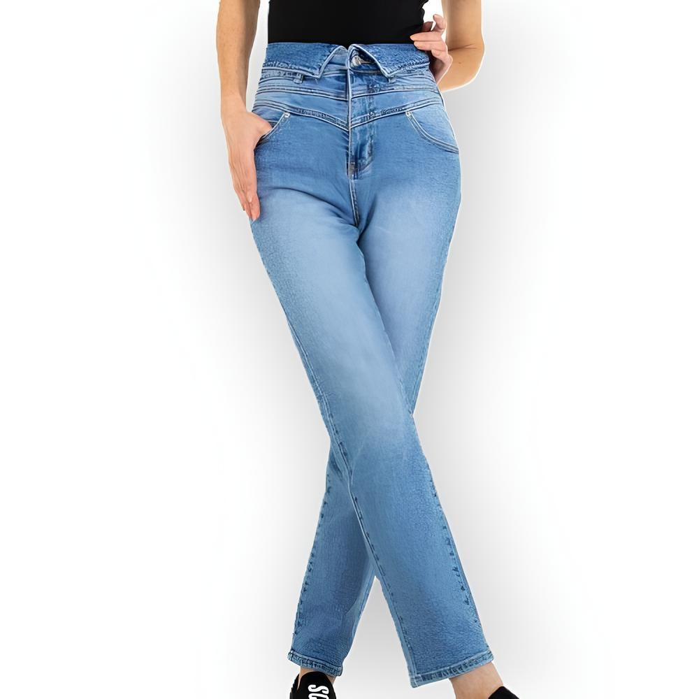 Lana High Waist Jeans met Koord en Zakken – Lichtblauwe Wassing
