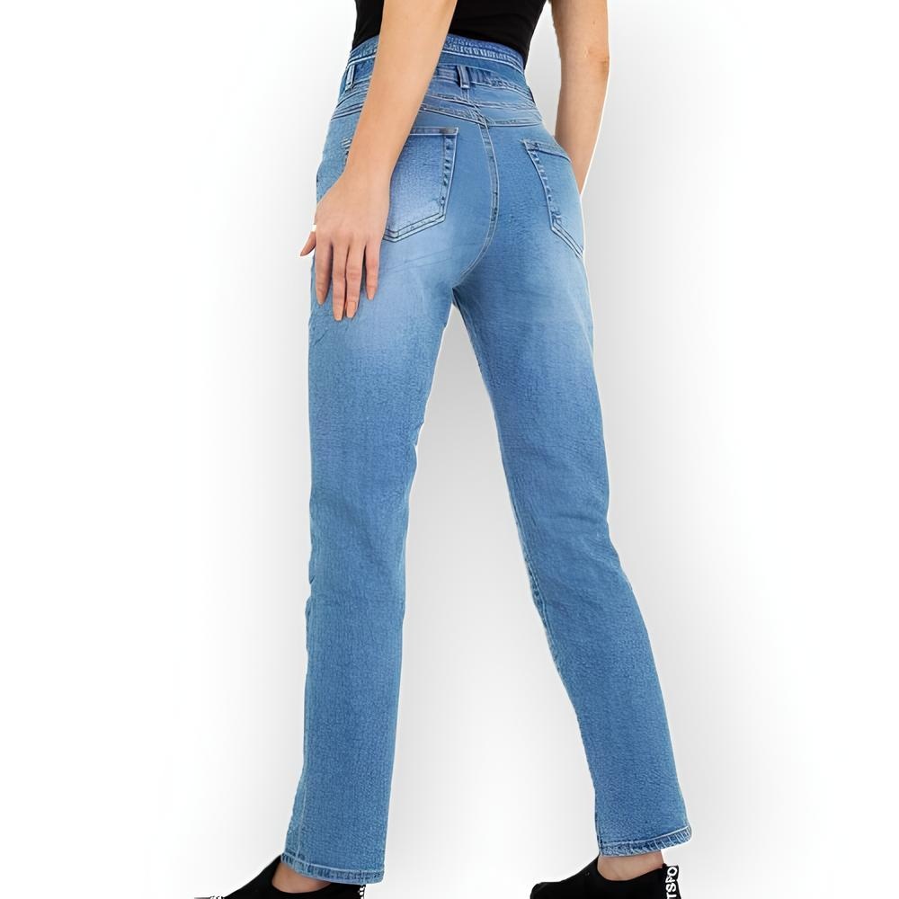 Lana High Waist Jeans met Koord en Zakken – Lichtblauwe Wassing