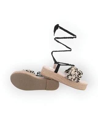 Lina – Espadrille Sandalen - Vetersluiting