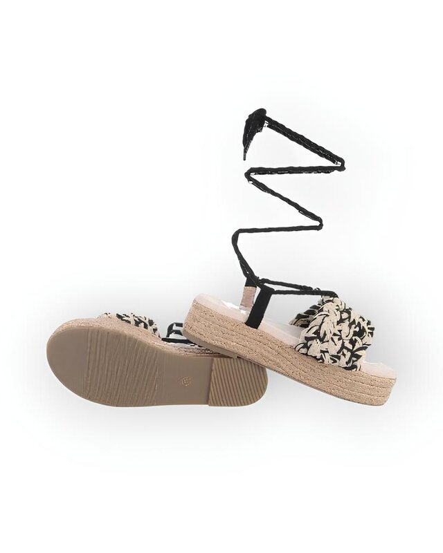 Lina – Zomerse Espadrille Plateau Sandalen met Gevlochten Band en Lintveters