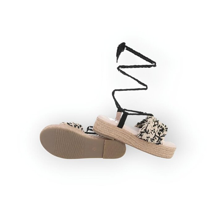 Lina –  Espadrille Plateau Sandalen met Gevlochten Band en Lintveters