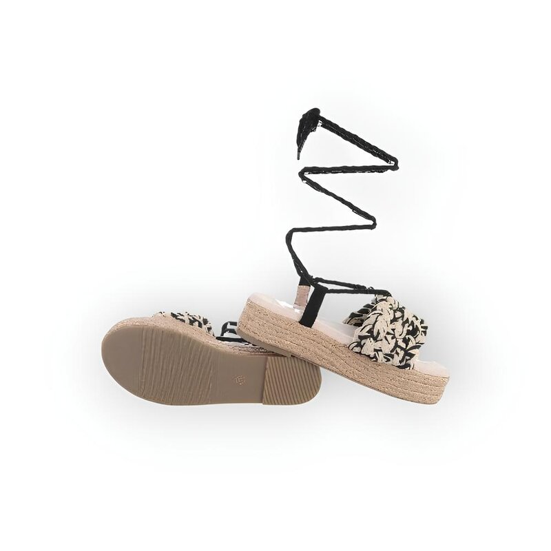 Lina –  Espadrille Plateau Sandalen met Gevlochten Band en Lintveters