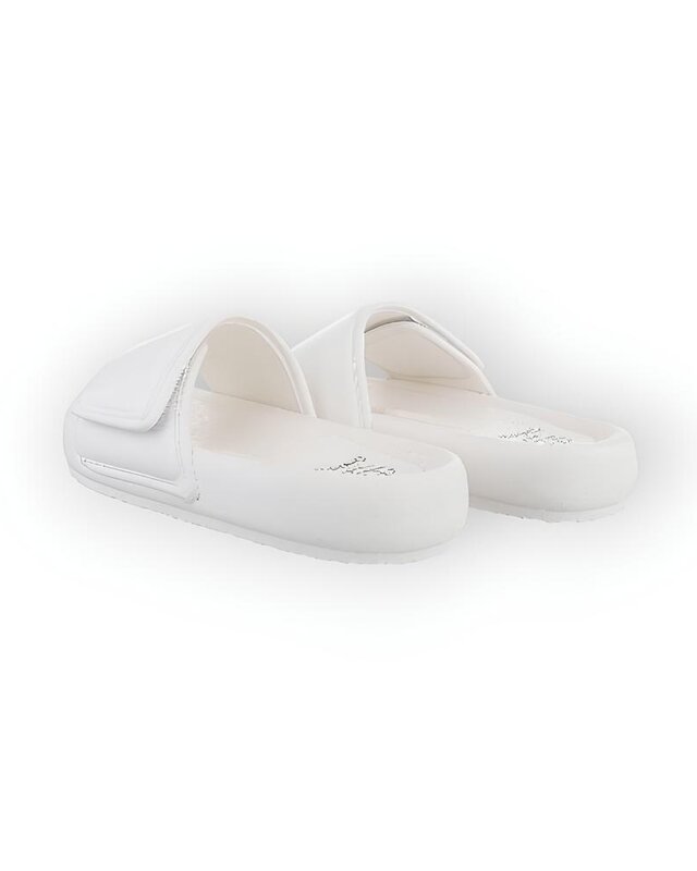 Niva – Comfortabele Dames Slippers van Imitatieleder - Klittenbandsluiting in Wit