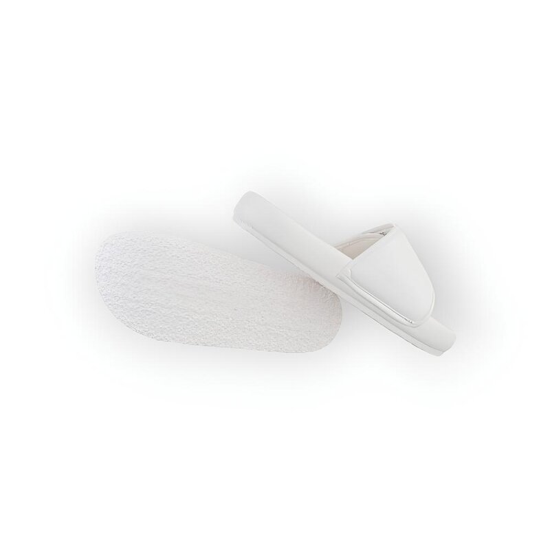 Niva – Comfortabele Dames Slippers van Imitatieleder - Klittenbandsluiting in Wit