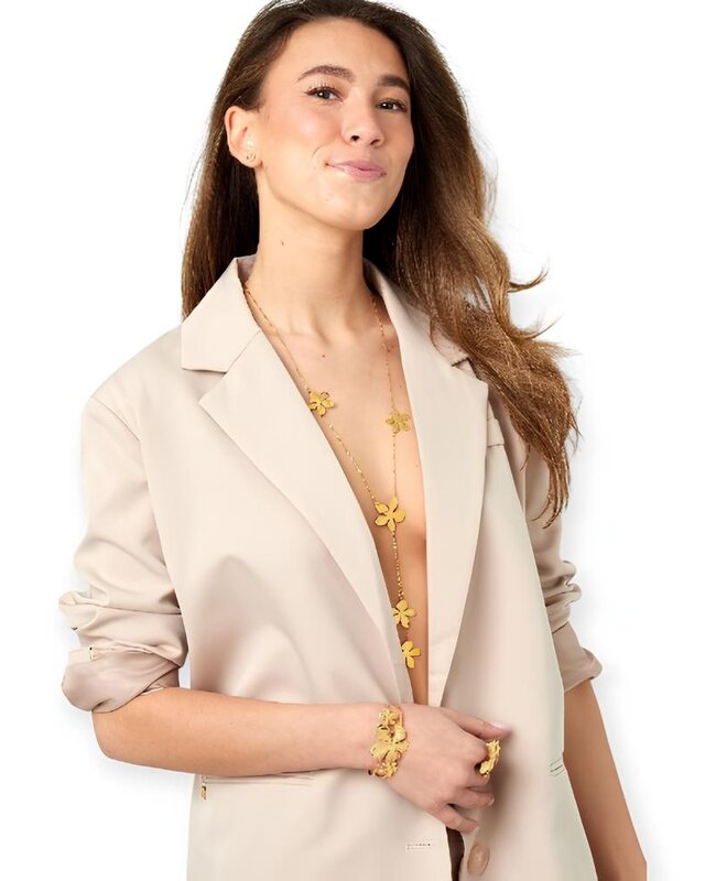 Bloom – Stainless Steel Ketting met Fijne Bloemendetails in Goud
