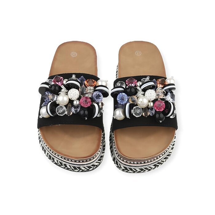 Noa Slippers - Kralen  Parel - Steendetails