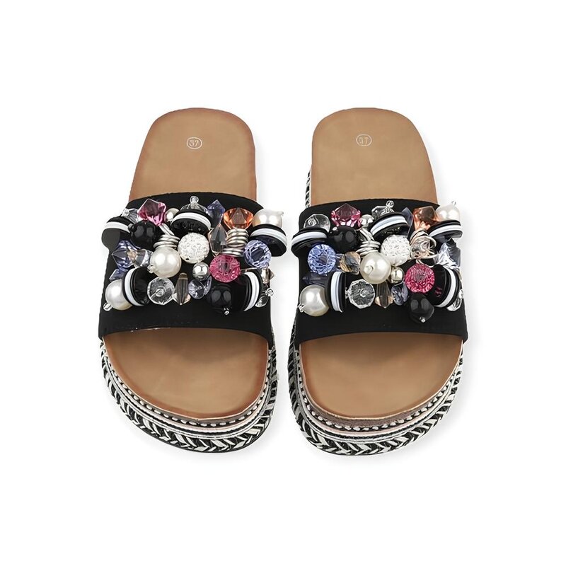 Noa Slippers - Kralen  Parel - Steendetails