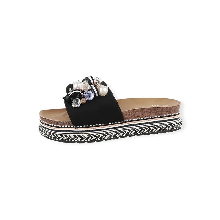 Noa Slippers - Kralen  Parel - Steendetails