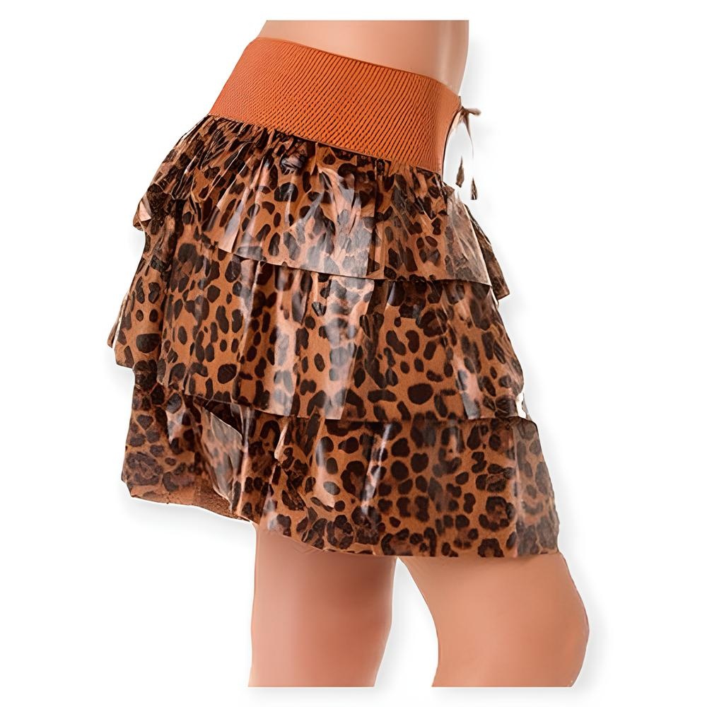 Liva – Luipaardprint Rok met Satijnen Glans - Laagjesontwerp & Elastische Tailleband met Sier vetertjes