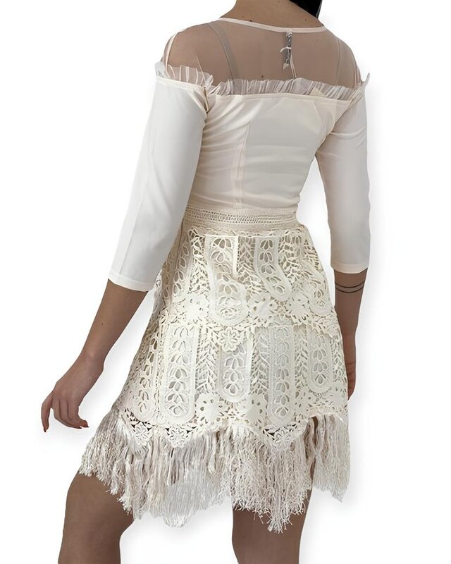 Eline – Elegante Lichtbeige Jurk - 3/4 Mouwen