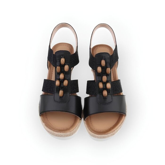 Liora – Sandalen Sleehak Houten Kralendetail