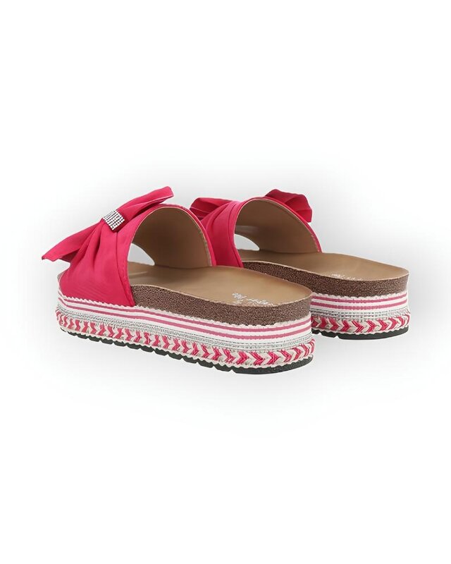 Yara – Comfortabele Zomerslippers met Suedine Strik en Stras ring in Fuchsia, Lila of Zwart
