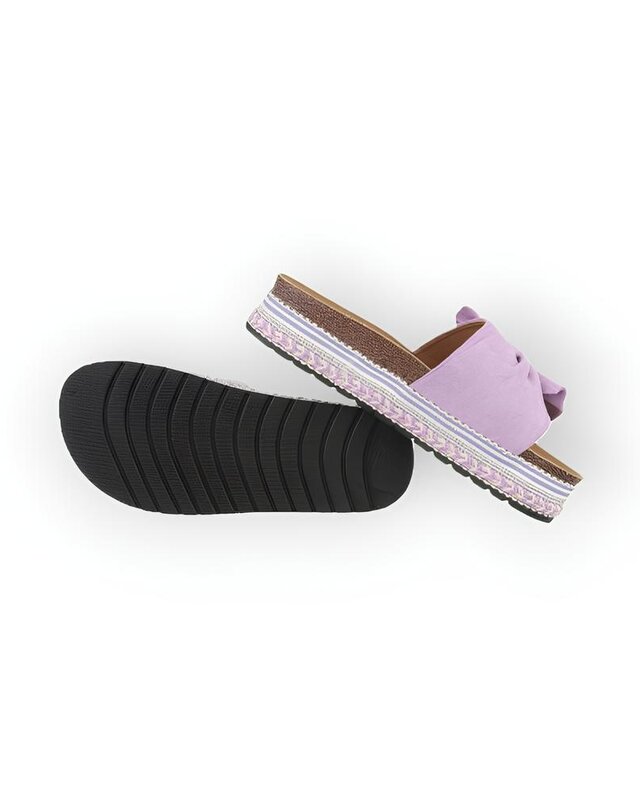 Yara – Comfortabele Zomerslippers met Suedine Strik en Stras ring in Fuchsia, Lila of Zwart