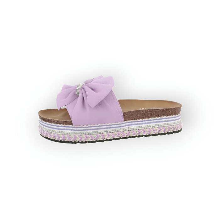 Yara – Slippers -Suedine Strik en Stras ring