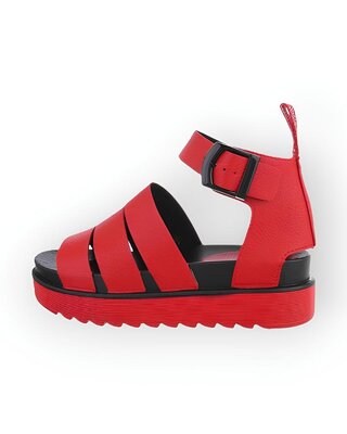 Samira – Rode Sandalen met Verhoogde Zool