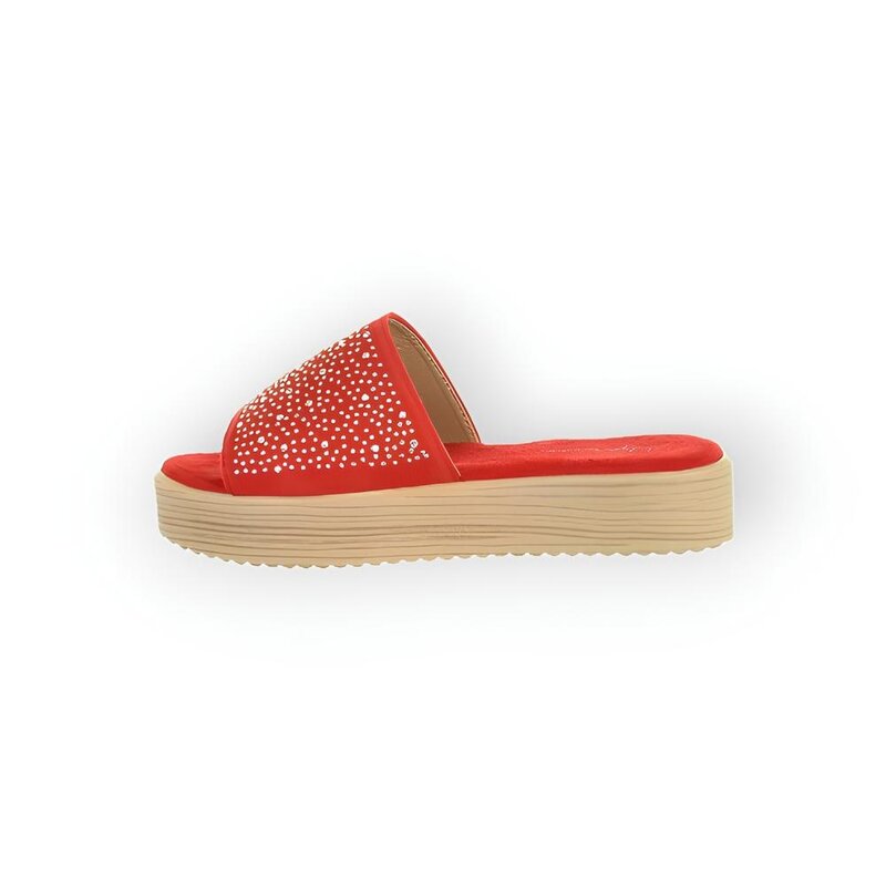 Sena – Luxe Slippers met Fluweelzachte Band en Glinsterende Stras Steentjes in Roze, Geel of Rood