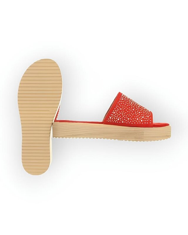 Sena – Luxe Slippers met Fluweelzachte Band en Glinsterende Stras Steentjes in Roze, Geel of Rood