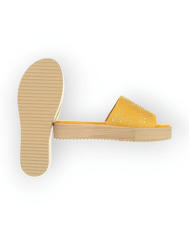 Sena – Luxe Slippers met Fluweelzachte Band en Glinsterende Stras Steentjes in Roze, Geel of Rood