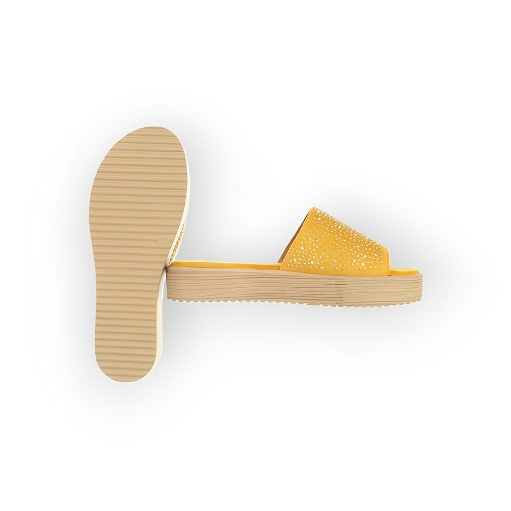 Sena – Luxe Slippers met Fluweelzachte Band en Glinsterende Stras Steentjes in Roze, Geel of Rood