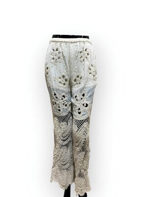 Inara – Broderie Dames Broek - Bloemen Design