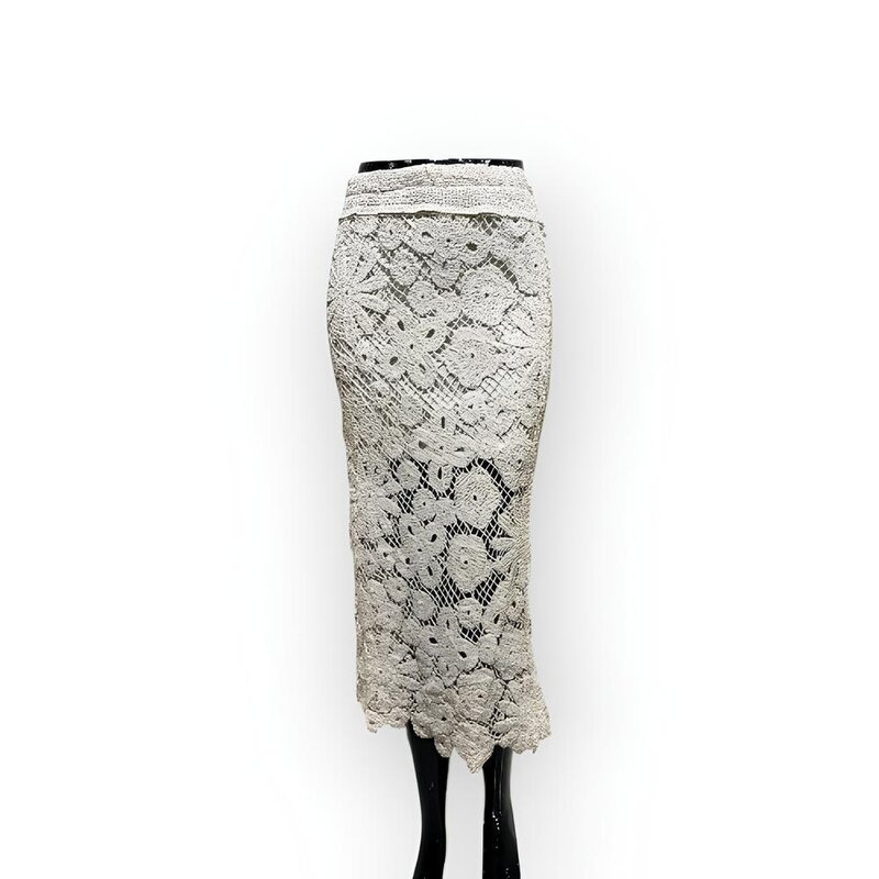 Liora – Elegante Broderie Midi-Rok met Korte Binnenrok