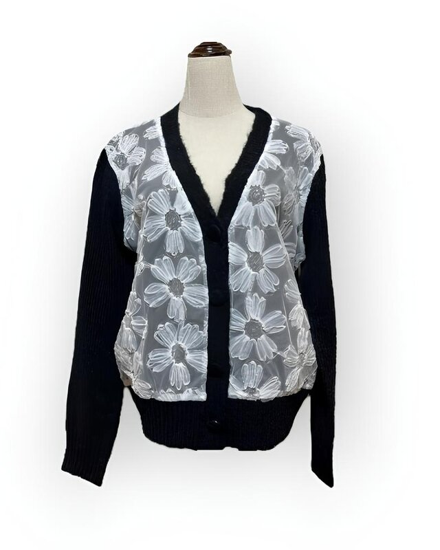 Zara – Elegant Zwart Vest met Bloemen-Tule en Pailletten