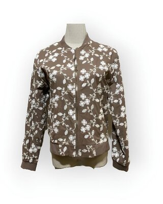 Romi – Dames Zomerjack -Taupe - Broderie Bloemen