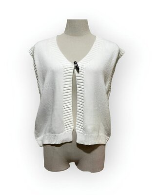 – Fijngebreid Dames Gilet - Ecru of Beige