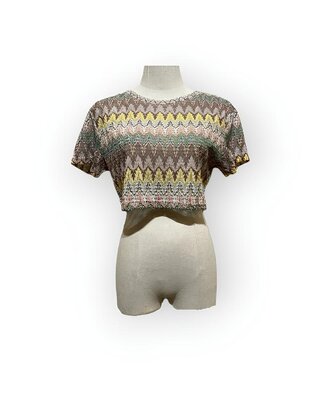 Nia – Kleurige Crop Top met Patroon