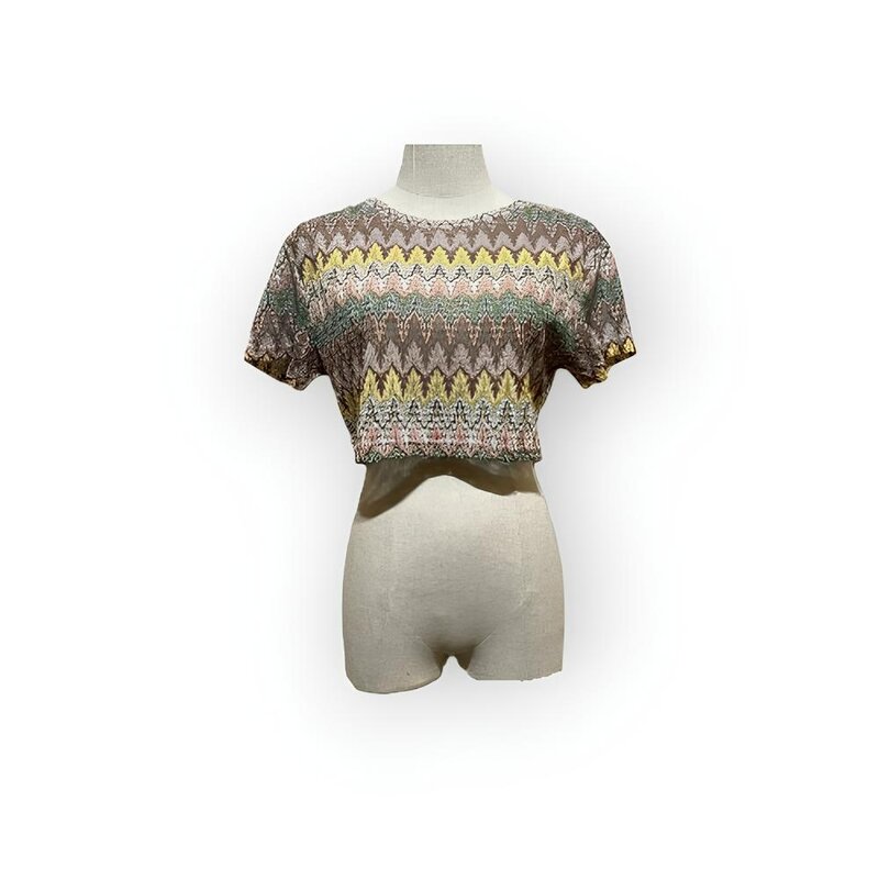 Nia – Crop Top met Meerkleurig Patroon en Strakke Pasvorm