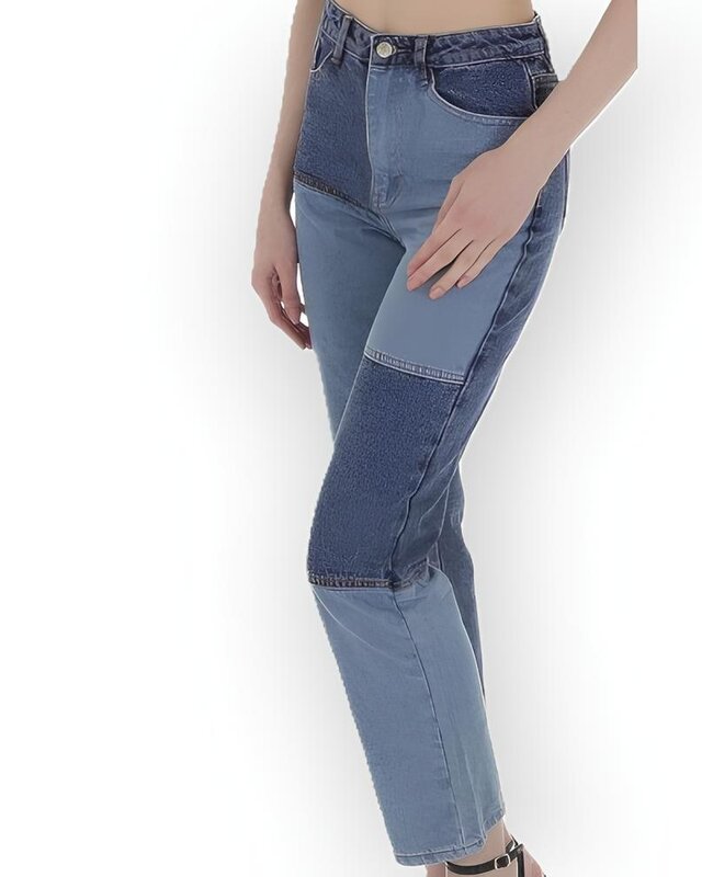 Patty - Dames Spijkerbroek met Contrasterende Patchwork Vakken