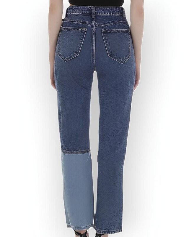 Patty - Dames Spijkerbroek met Contrasterende Patchwork Vakken