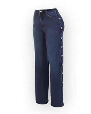 Teya – Wide Leg Jeans met Zijknoop Detail - Dames