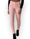 Ivany – Slimfit Broek met Suède Detail -Dames -Roze
