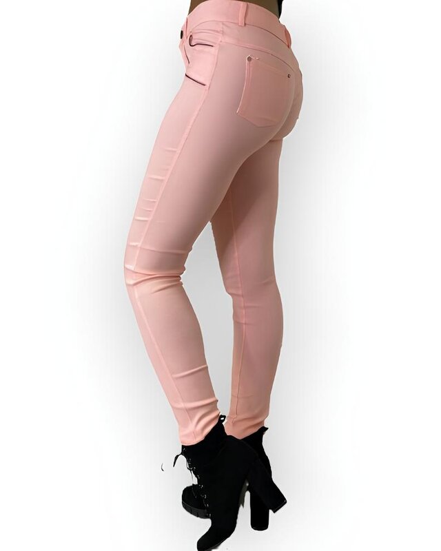Ivany – Roze Slimfit Broek met Suède Accenten en Ritssluiting