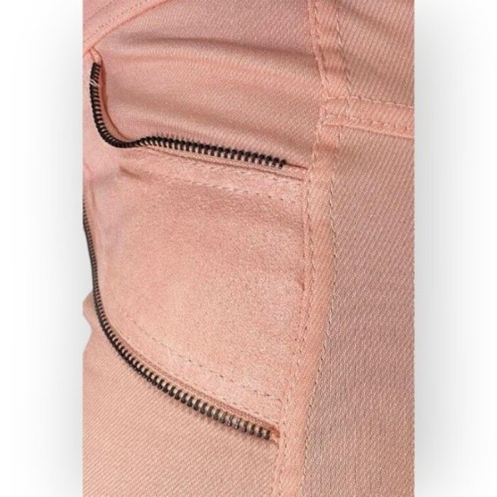 Ivany – Roze Slimfit Broek met Suède Accenten