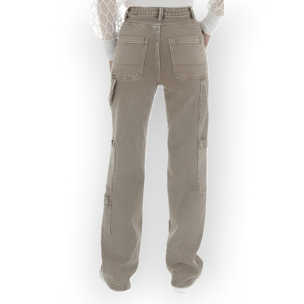 Olive – Cargo Jeans met Used Look en Rechte Pijpen