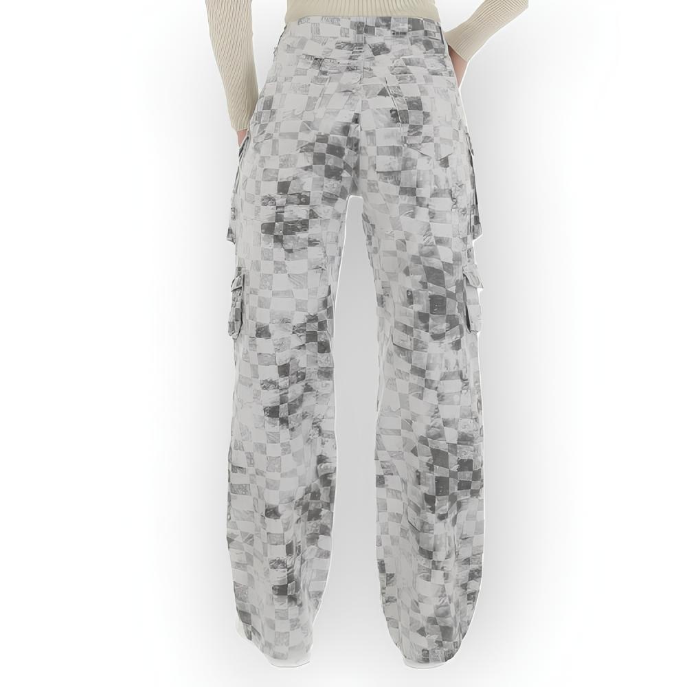 Niva – Cargobroek met Blokkenmotief in Grijs, Zwart en Wit