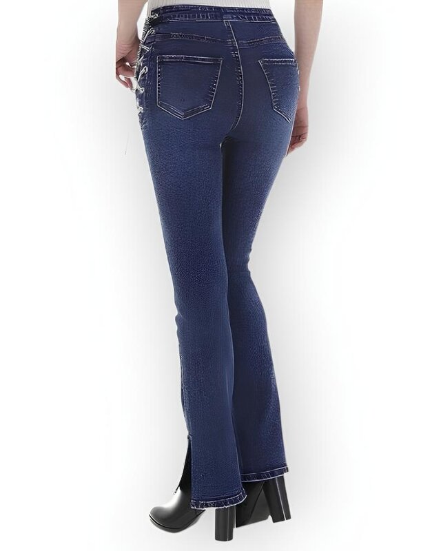 Nysa – Hoge Taille Jeans met Kettingen en Split aan de Zoom