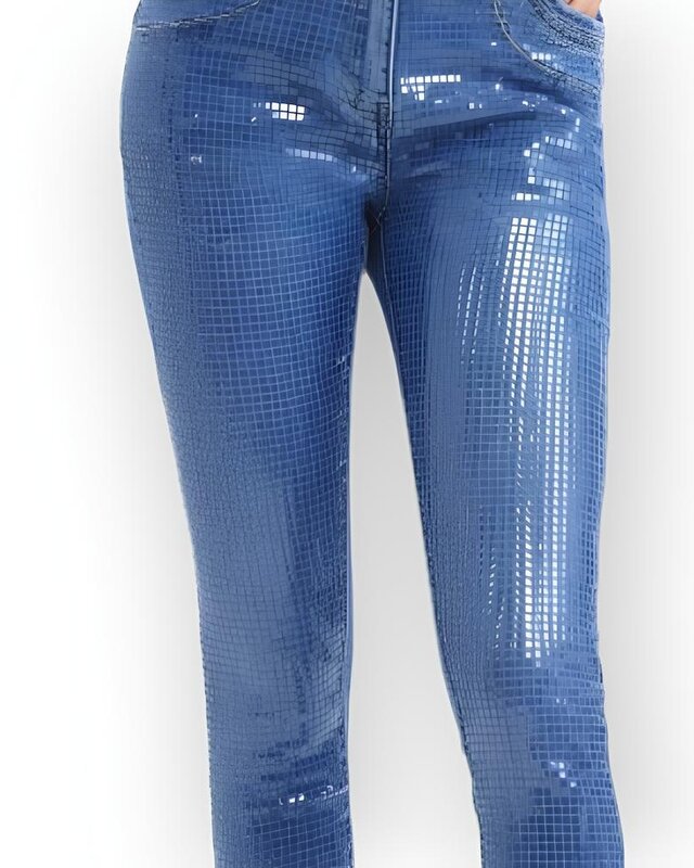 May – Denim Skinny Jeans met Glanzende Pailletten en Stretch