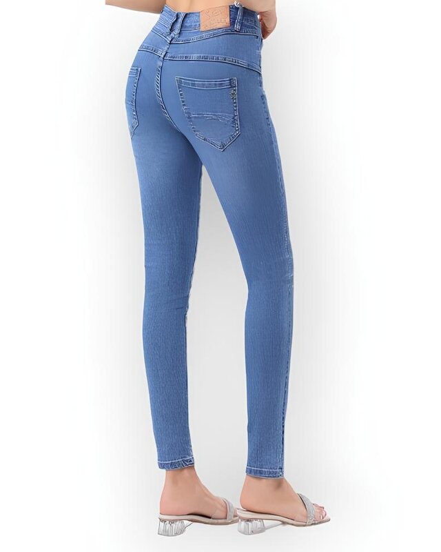 May – Denim Skinny Jeans met Glanzende Pailletten en Stretch