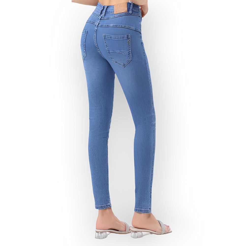 May – Denim Skinny Jeans met Glanzende Pailletten en Stretch