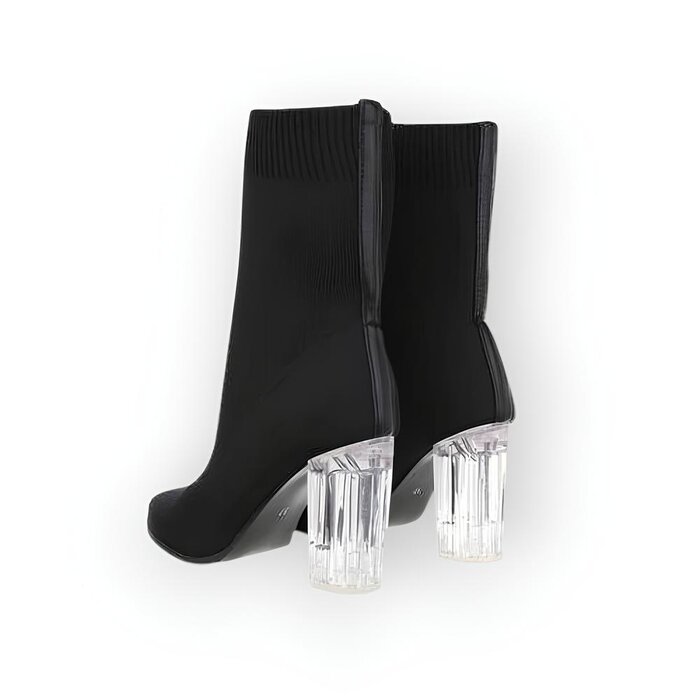 Kiras - Enkelsok Laarzen met  Transparante Hak