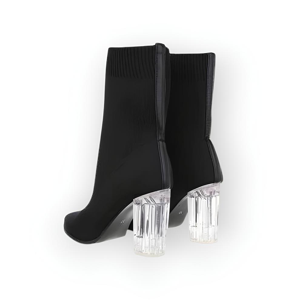 Kiras - Enkelsok Laarzen met Transparante Hak